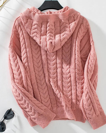 Cozy Women's Cable Knit Long Sleeve Sweater Top