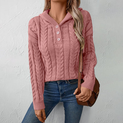 Cozy Women's Cable Knit Long Sleeve Sweater Top - OutfitLondon