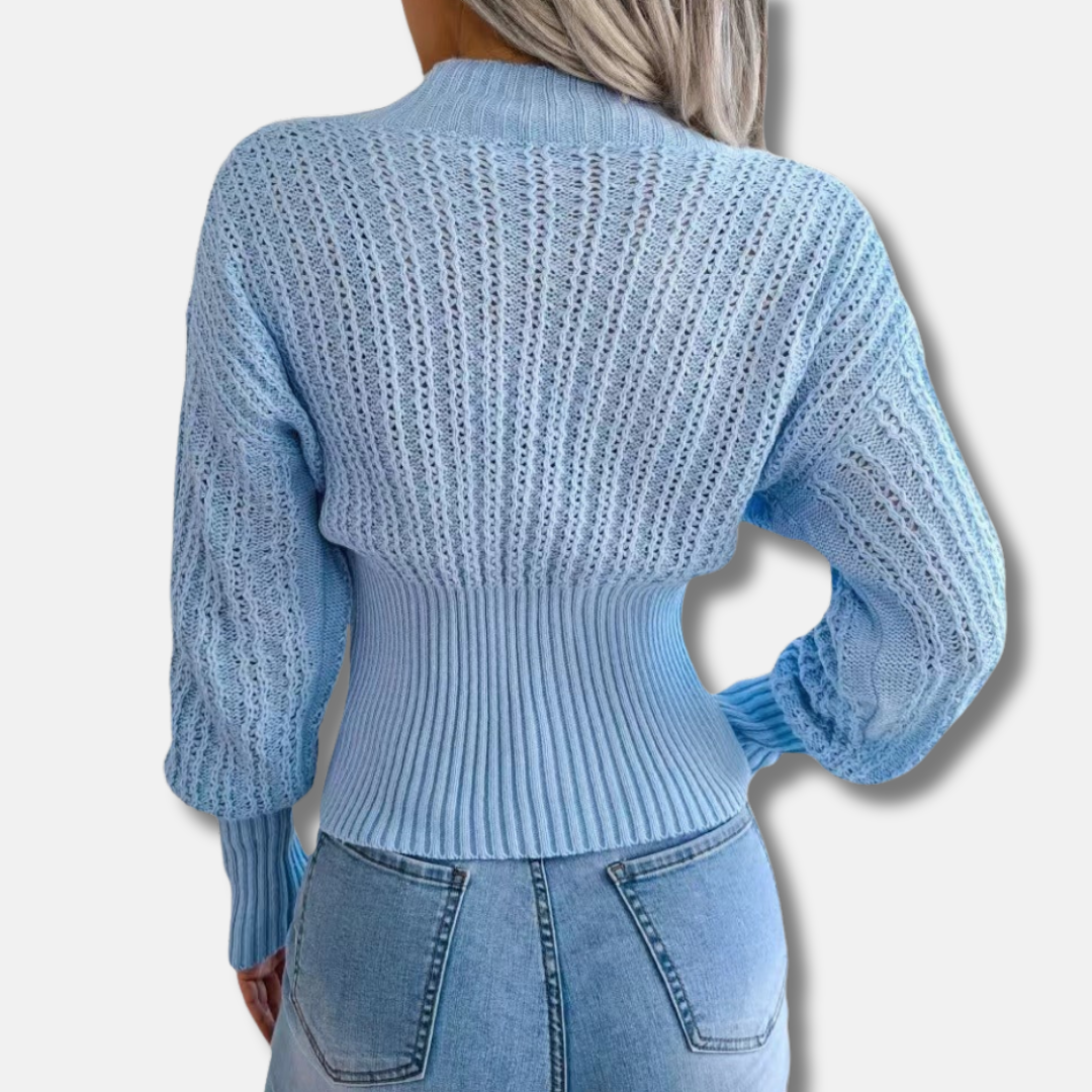 Women's Fitted Ribbed Knit Deep V Top