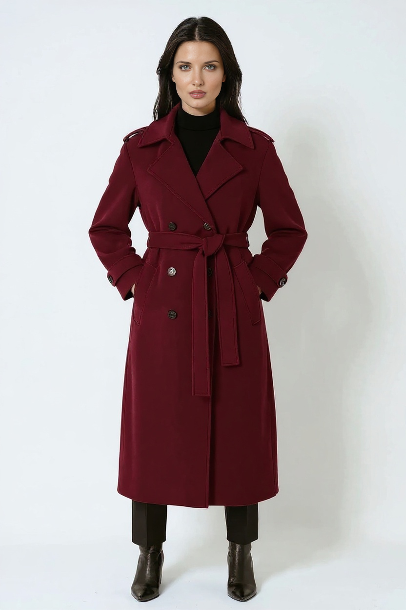 Ladies Classic Red Waterproof Maxi Coat