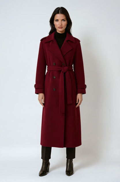 Ladies Classic Red Waterproof Maxi Coat - OutfitLondon