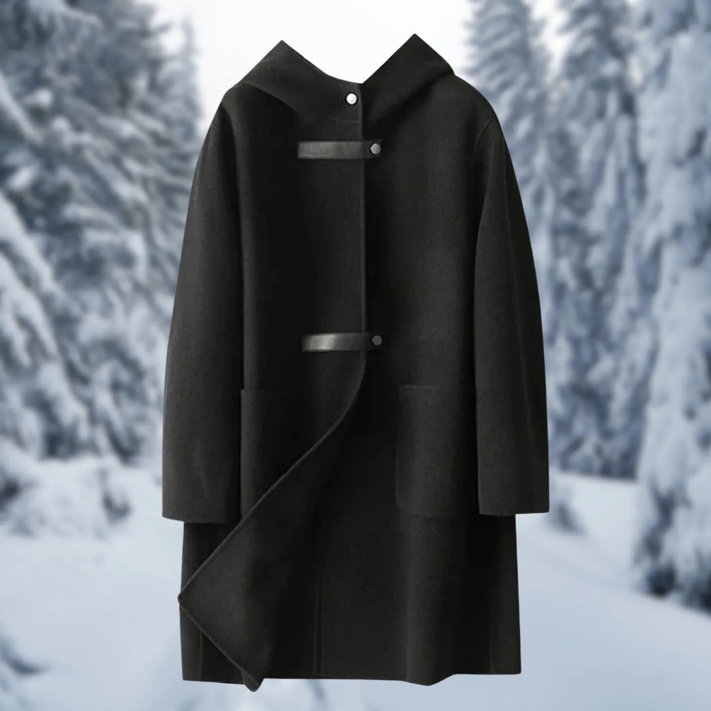 Casual Oversized Wool Coat with Hood - OutfitLondon