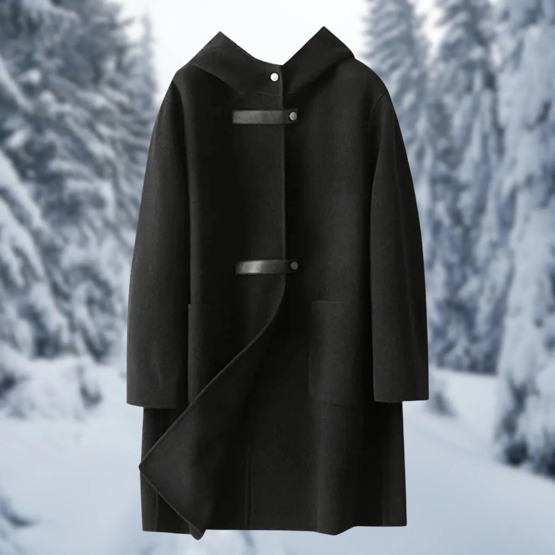 Casual Oversized Wool Coat with Hood - OutfitLondon