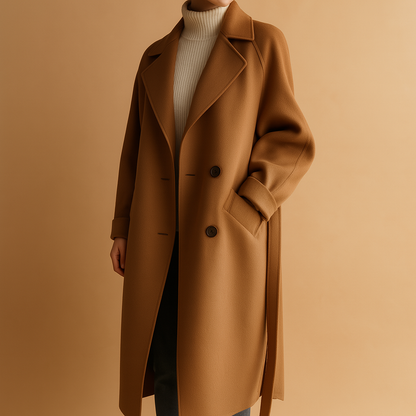 Ladies Oversized Wool Coat with Soft Insulated Lining