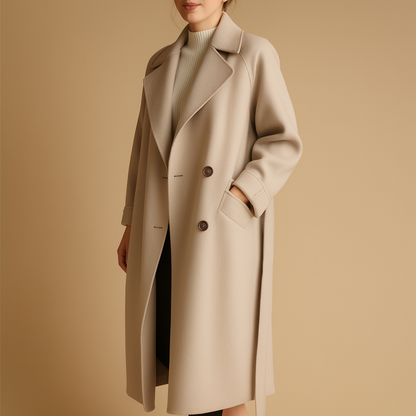 Ladies Oversized Wool Coat with Soft Insulated Lining - OutfitLondon
