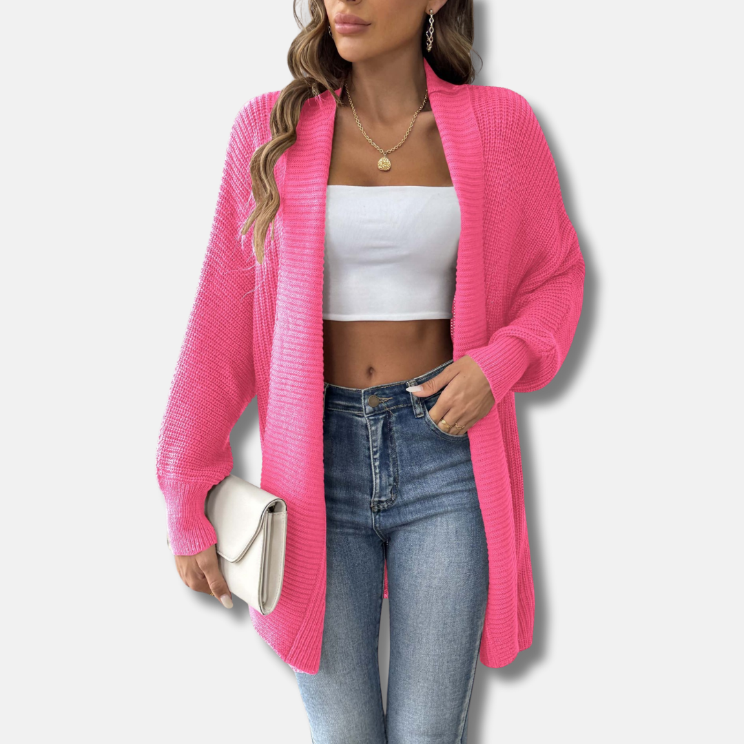 Cozy Oversized Women's Cardigan with Soft Knit and Pearl Buttons