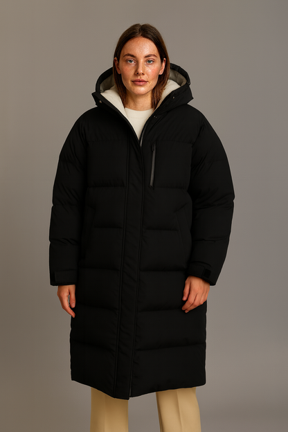 Women's Down Filled Parka Coat - Warm Hooded Winter Jacket