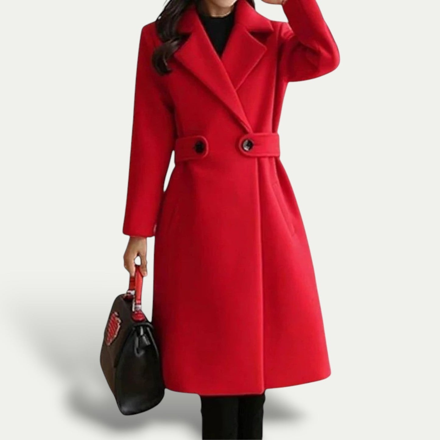 Ladies Long Double Button Trench Coat - Winter