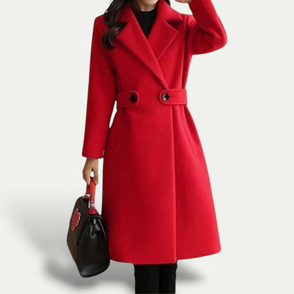 Ladies Long Double Button Trench Coat - Winter