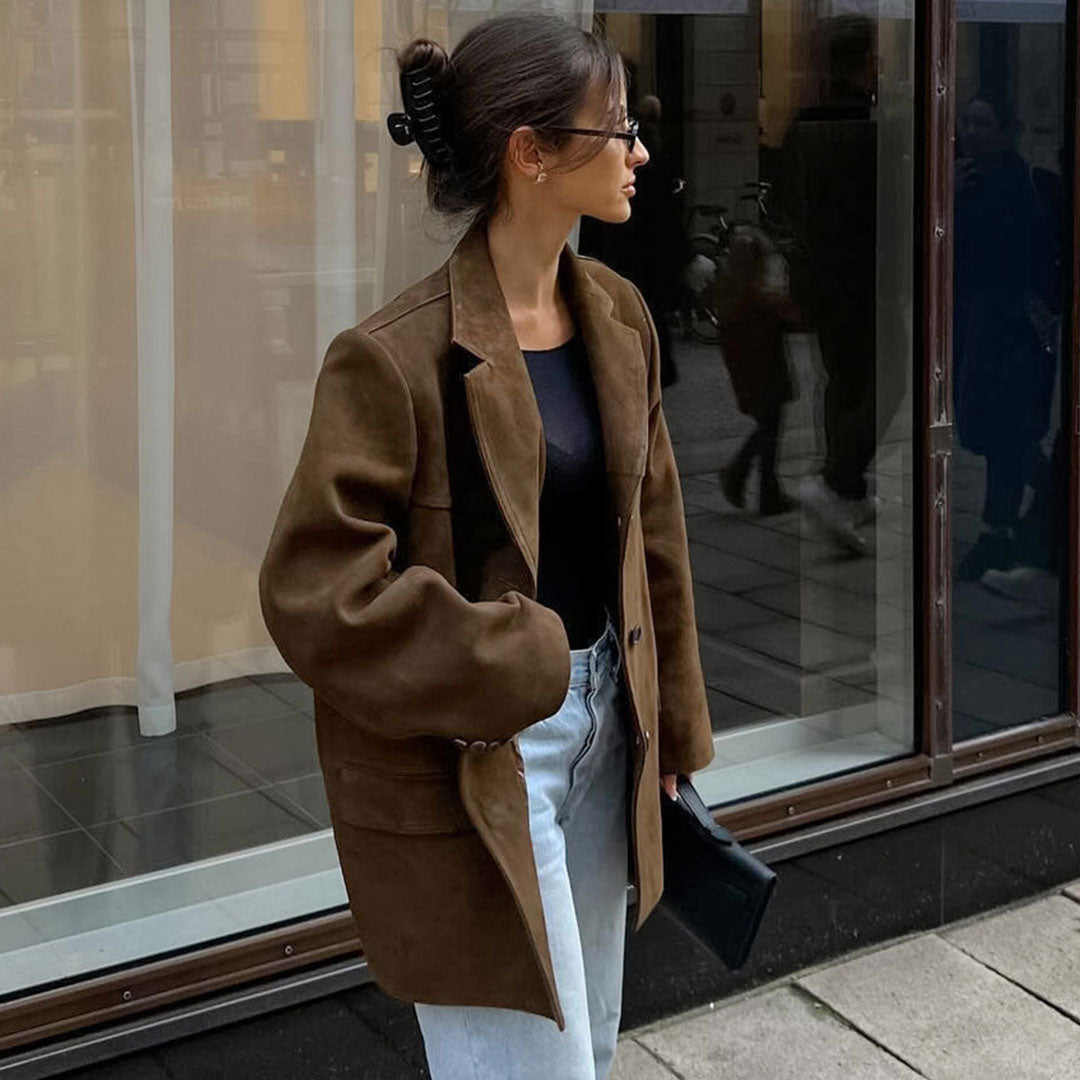 Comfortable Loose Fit Women's Blazer Jacket - OutfitLondon