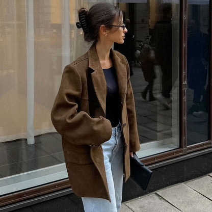 Comfortable Loose Fit Women's Blazer Jacket - OutfitLondon