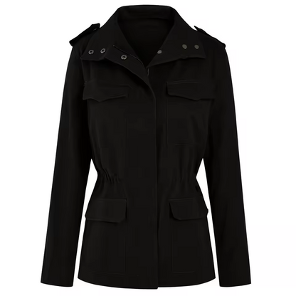 Versatile Ladies Cargo Coat with Pockets and Elastic Waist