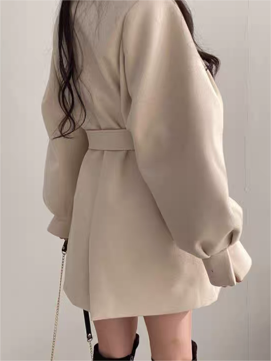 Women's Padded Jacket with Belted Waist and Short Style