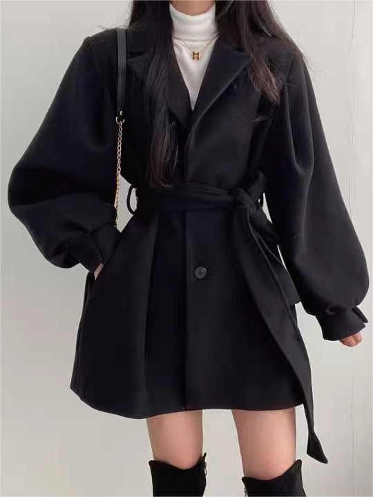 Women's Padded Jacket with Belted Waist and Short Style