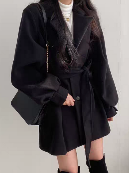 Women's Padded Jacket with Belted Waist and Short Style