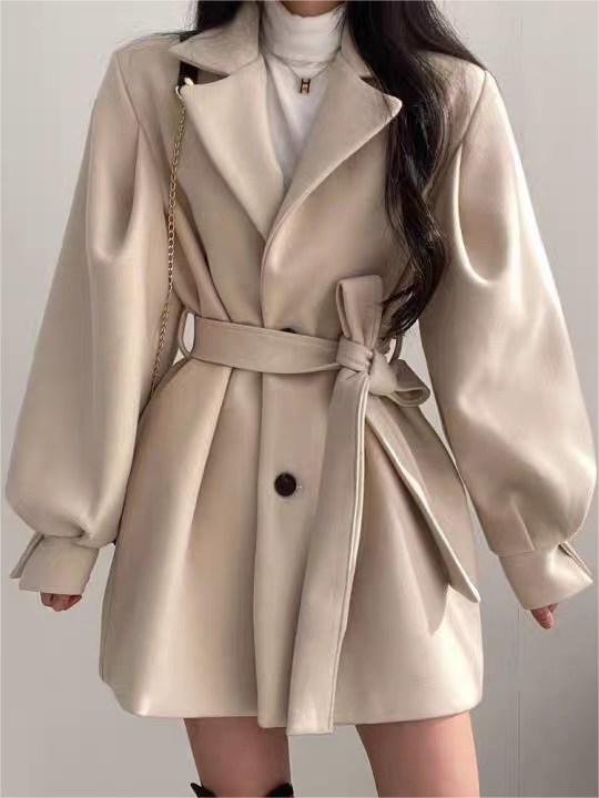 Women's Padded Jacket with Belted Waist and Short Style - OutfitLondon
