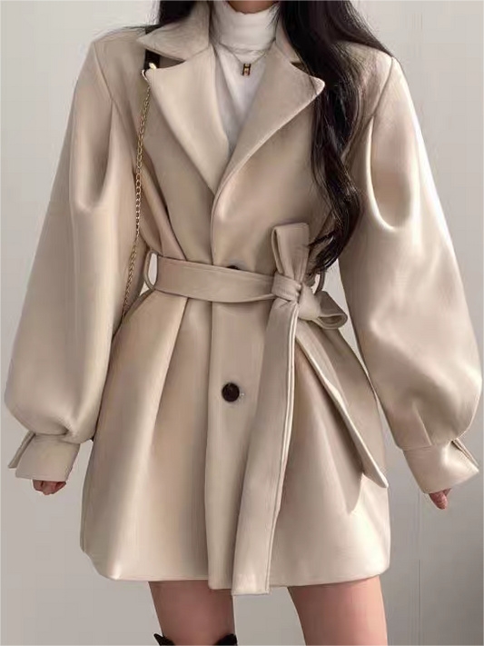 Women's Padded Jacket with Belted Waist and Short Style - OutfitLondon