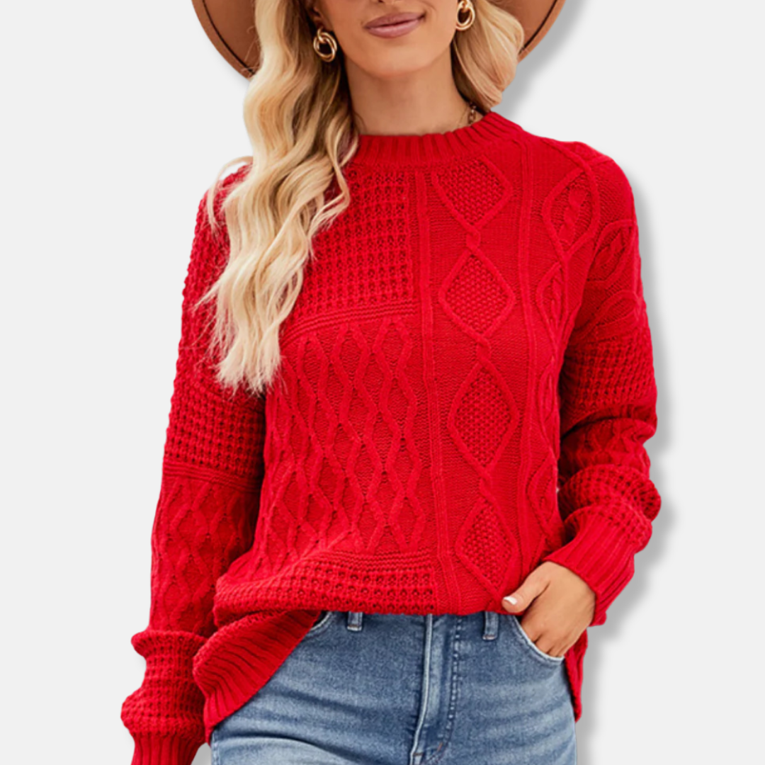 Cozy Oversized Women's Crew Neck Sweater - OutfitLondon