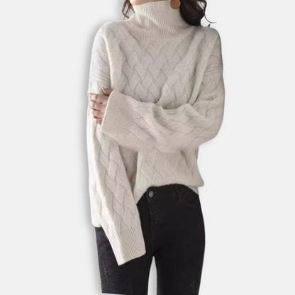 Cozy Oversized Women's Wool Turtleneck Sweater - OutfitLondon