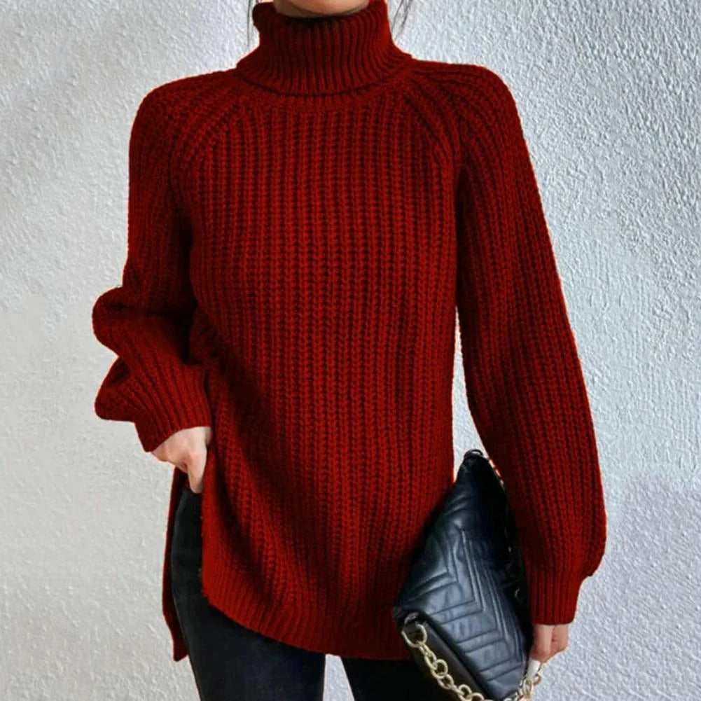 Cozy Women's Oversized Turtleneck Wool Sweater