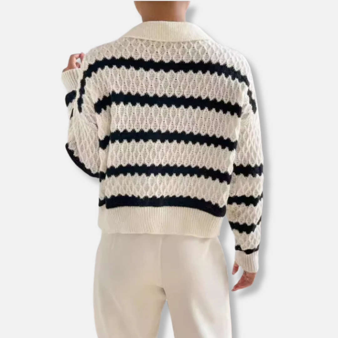 Casual Fit Striped Knit Women's Sweater