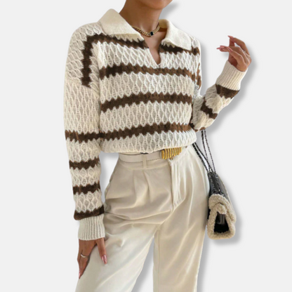 Casual Fit Striped Knit Women's Sweater