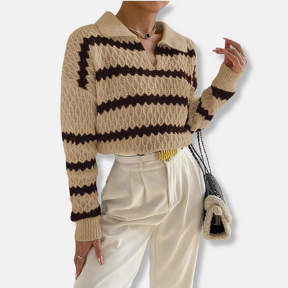 Casual Fit Striped Knit Women's Sweater