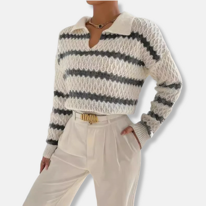 Casual Fit Striped Knit Women's Sweater