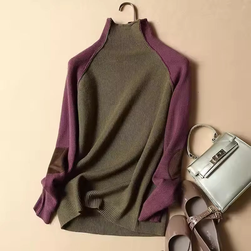 Cozy Women's Oversized Sweater with Ribbed Detail