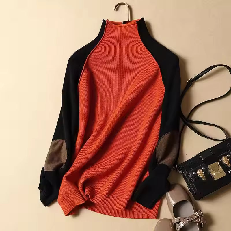 Cozy Women's Oversized Sweater with Ribbed Detail