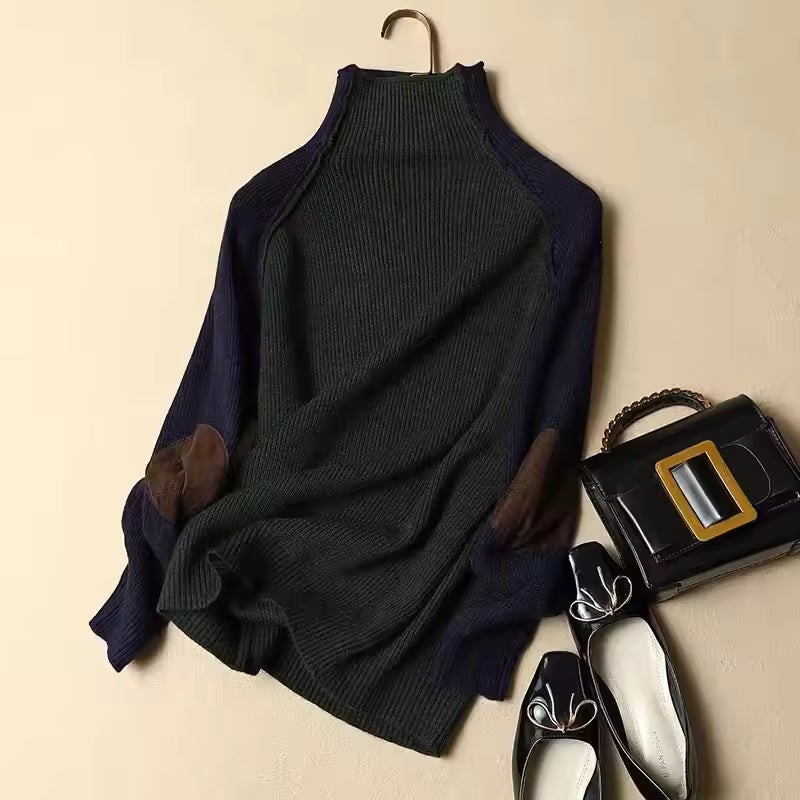 Cozy Women's Oversized Sweater with Ribbed Detail - OutfitLondon
