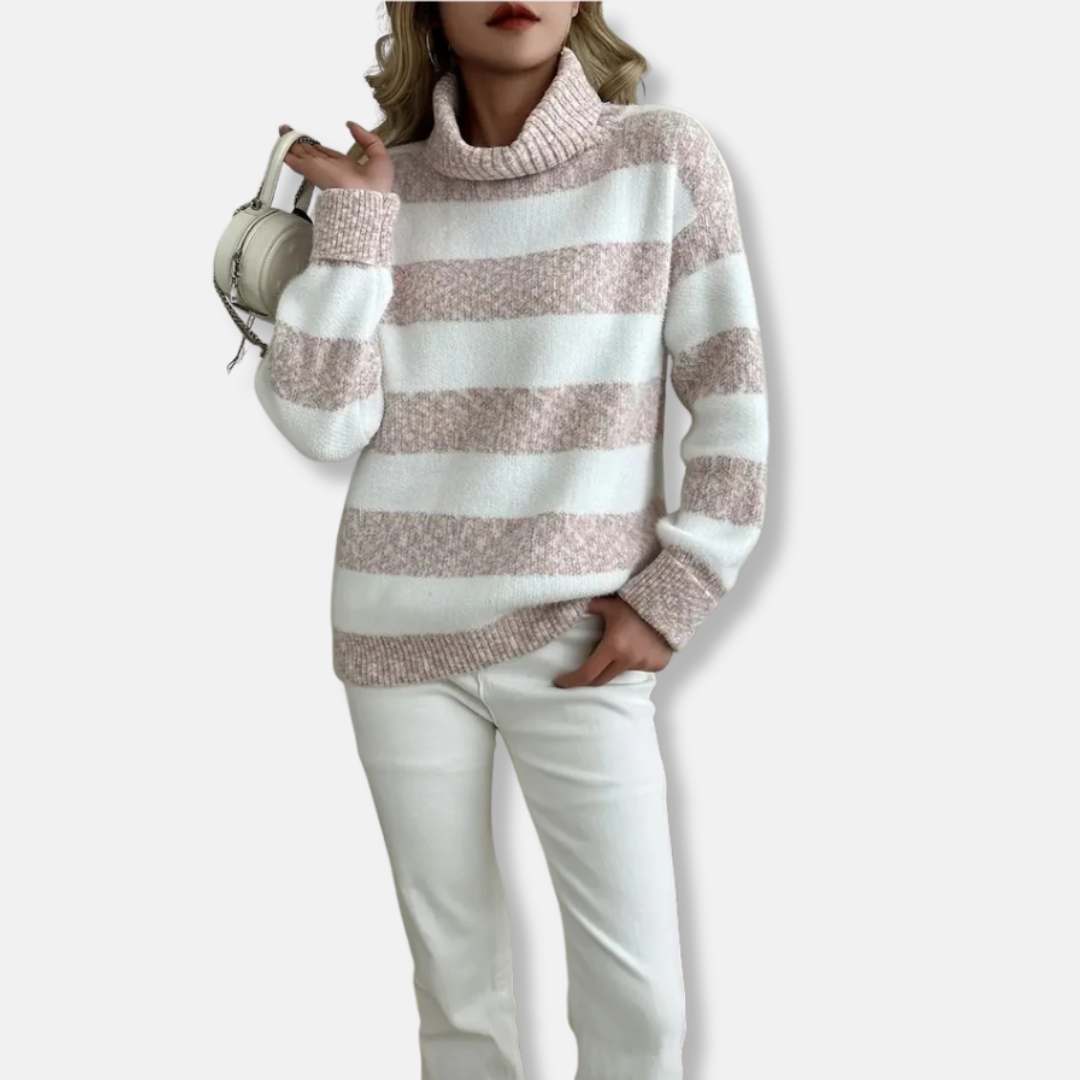Cozy Striped Crew Neck Sweatshirt