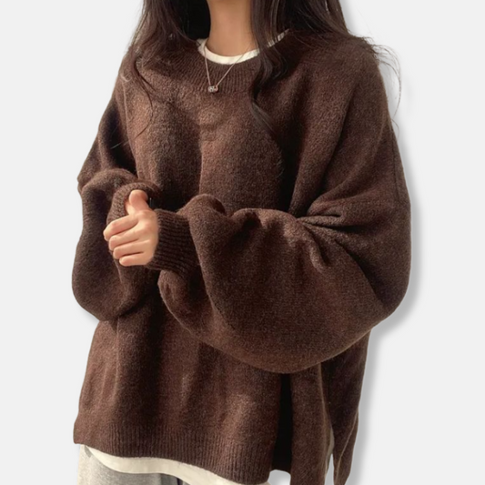 Cozy Oversized Women's Sweatshirt Soft Ribbed Crewneck - OutfitLondon