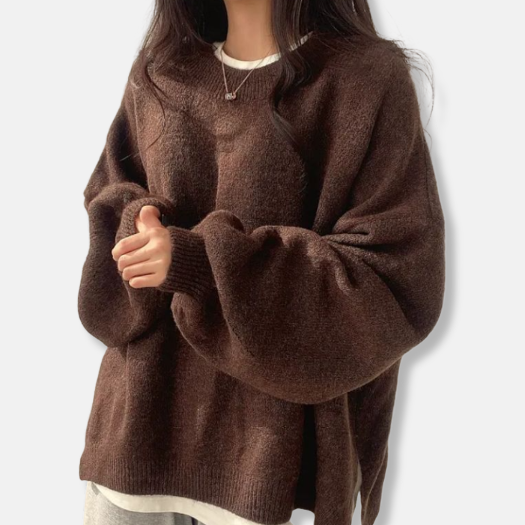 Cozy Women's Oversized Sweatshirt with Soft Ribbed Detail - OutfitLondon