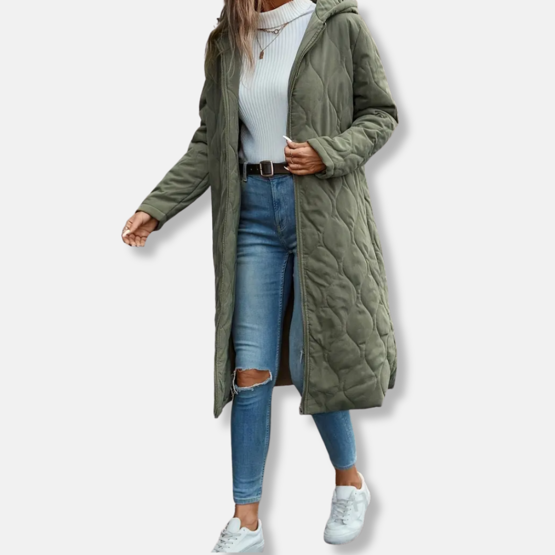 Women's Padded Parka Coat - Oversized Fit - Hooded Cotton Jacket