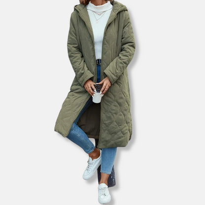 Women's Padded Parka Coat - Oversized Fit - Hooded Cotton Jacket