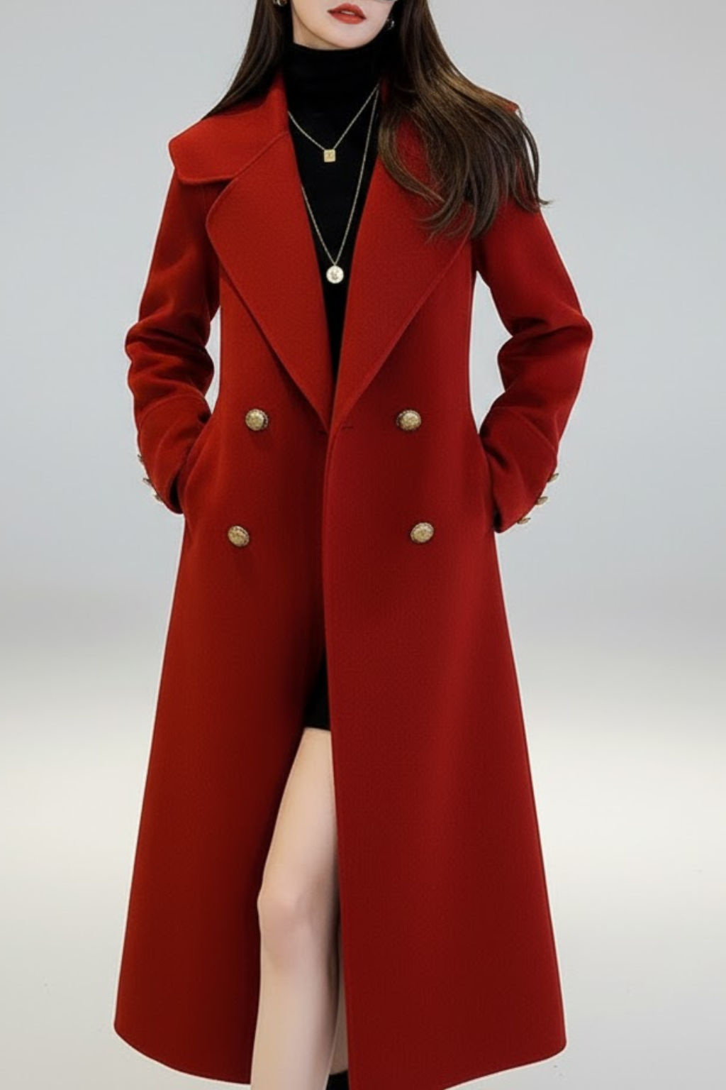 Classic Red Belted Trench Coat