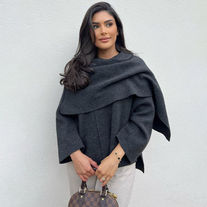 Cozy Open Front Cardigan with Soft Bell Sleeves - OutfitLondon