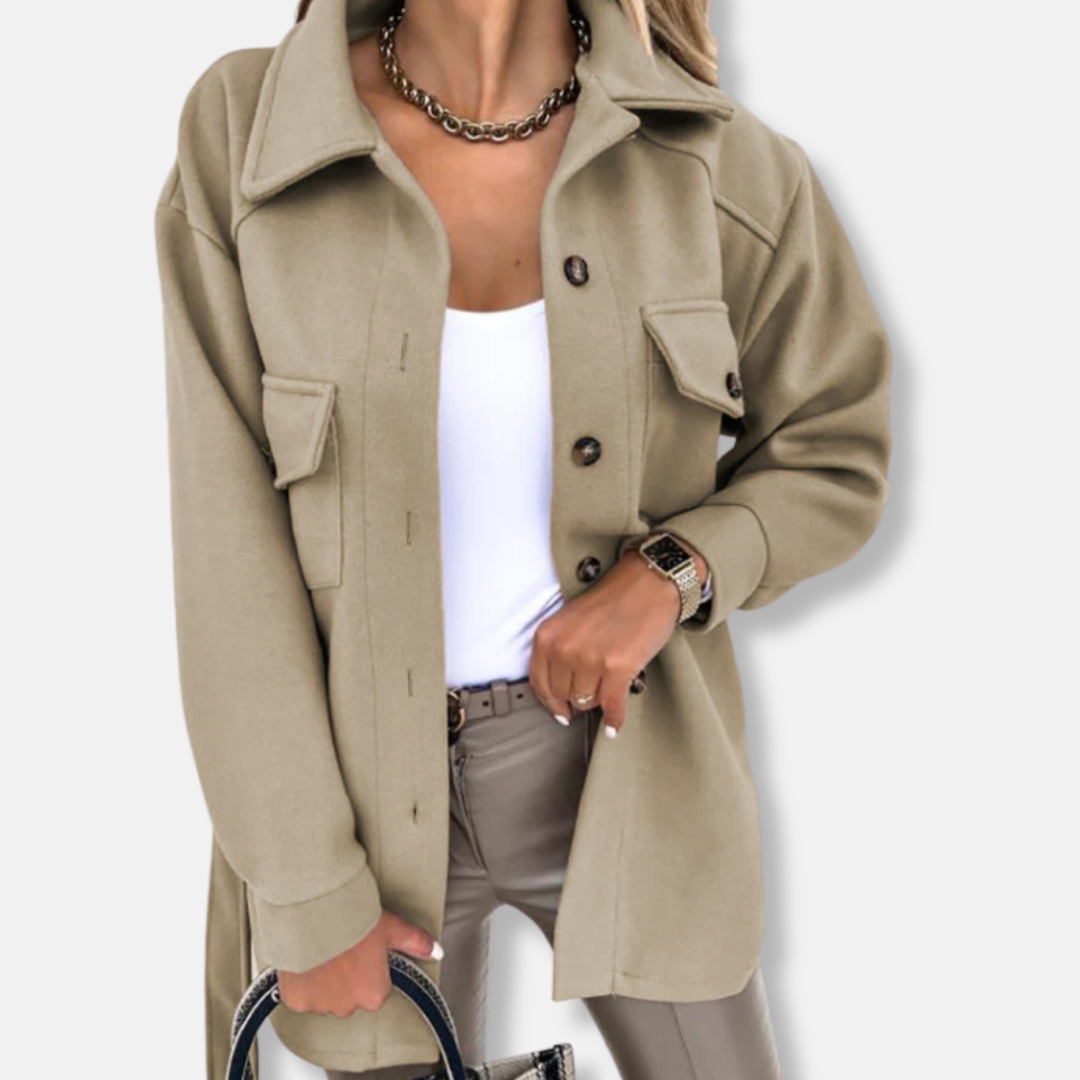 Ladies Cozy Oversized Wool Jacket with Pockets