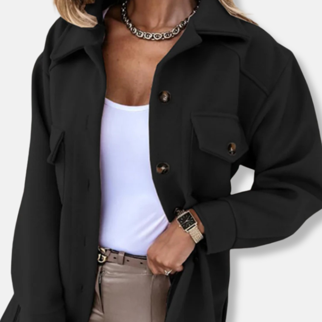 Ladies Cozy Oversized Wool Jacket with Pockets