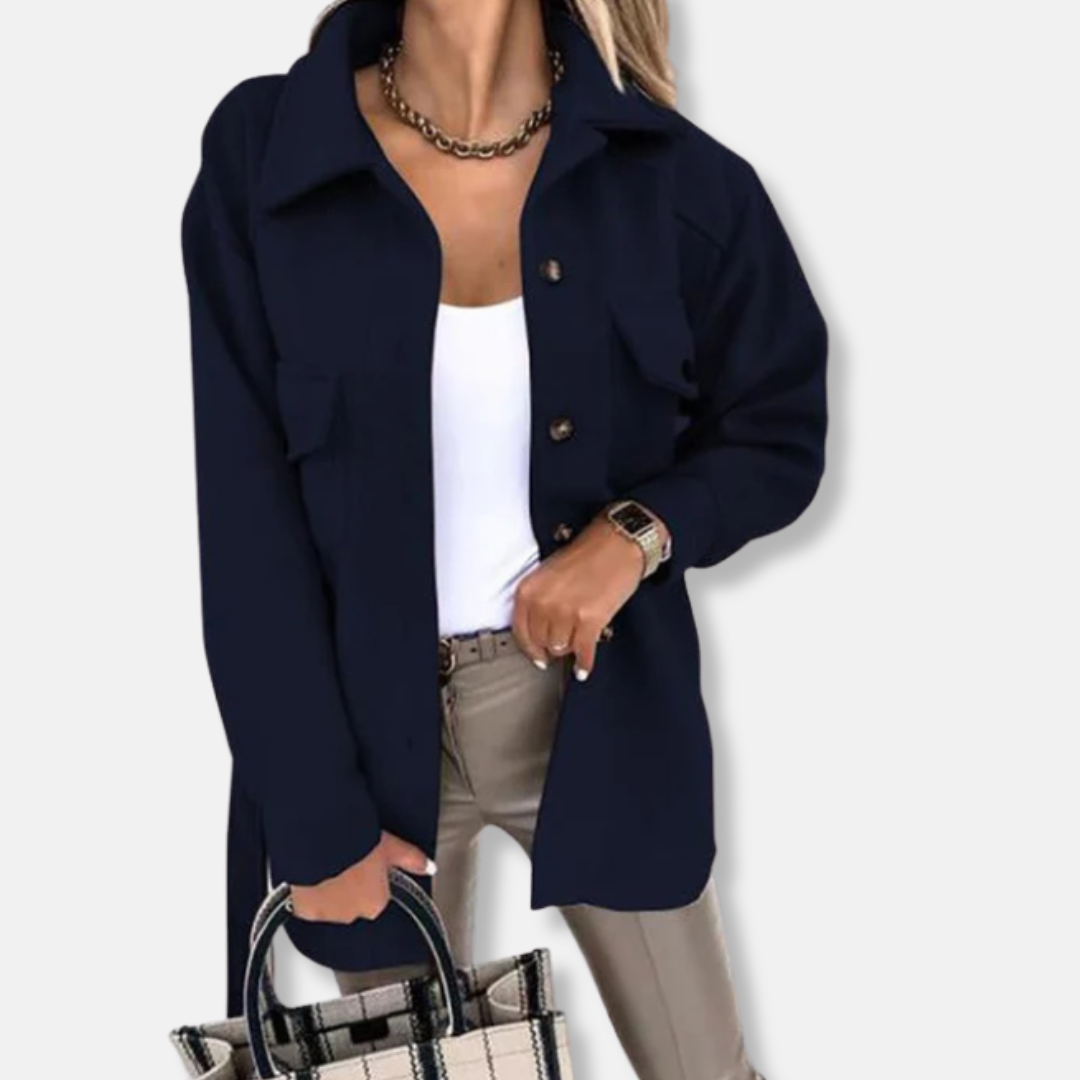 Ladies Cozy Oversized Wool Jacket with Pockets