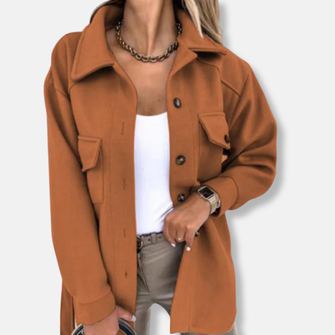 Ladies Cozy Oversized Wool Jacket with Pockets
