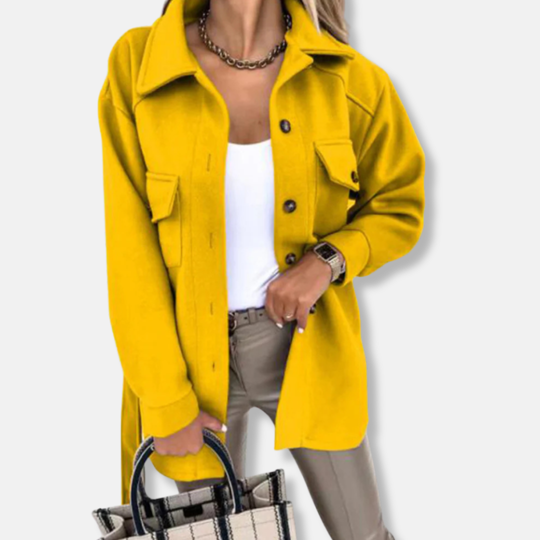Ladies Cozy Oversized Wool Jacket with Pockets