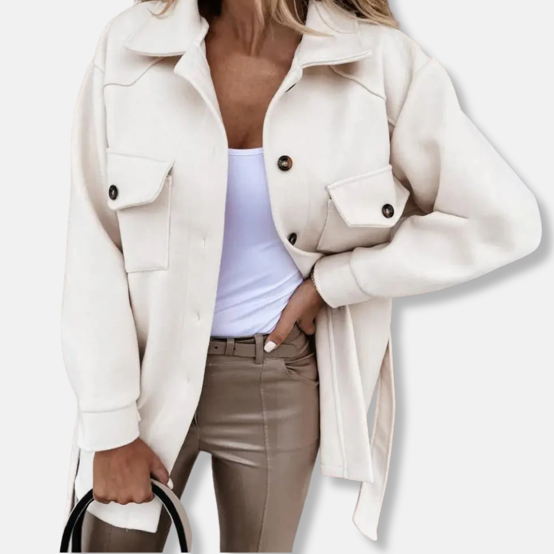 Ladies Cozy Oversized Wool Jacket with Pockets - OutfitLondon