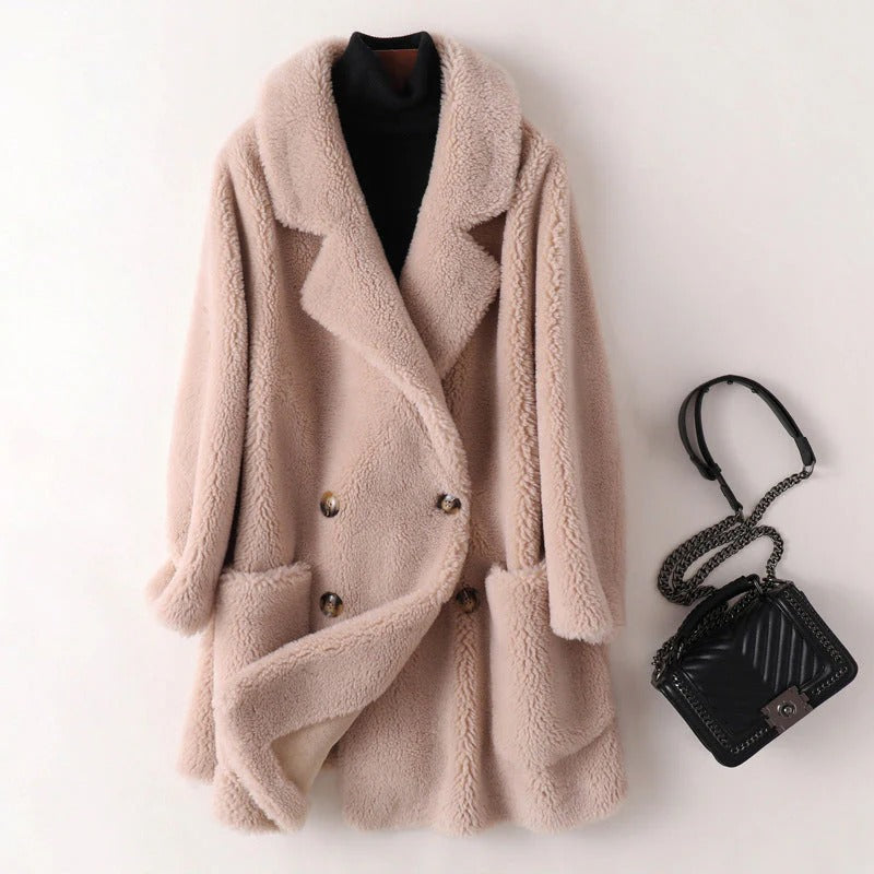 Warm Women's Faux Fur Mid Length Coat