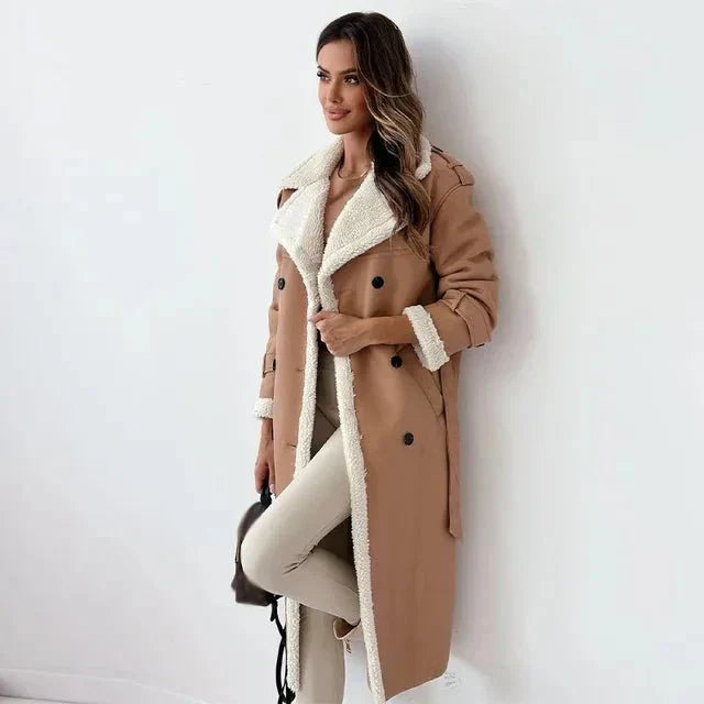 Soft Leather Trench Coat for Women - Long Belted Style