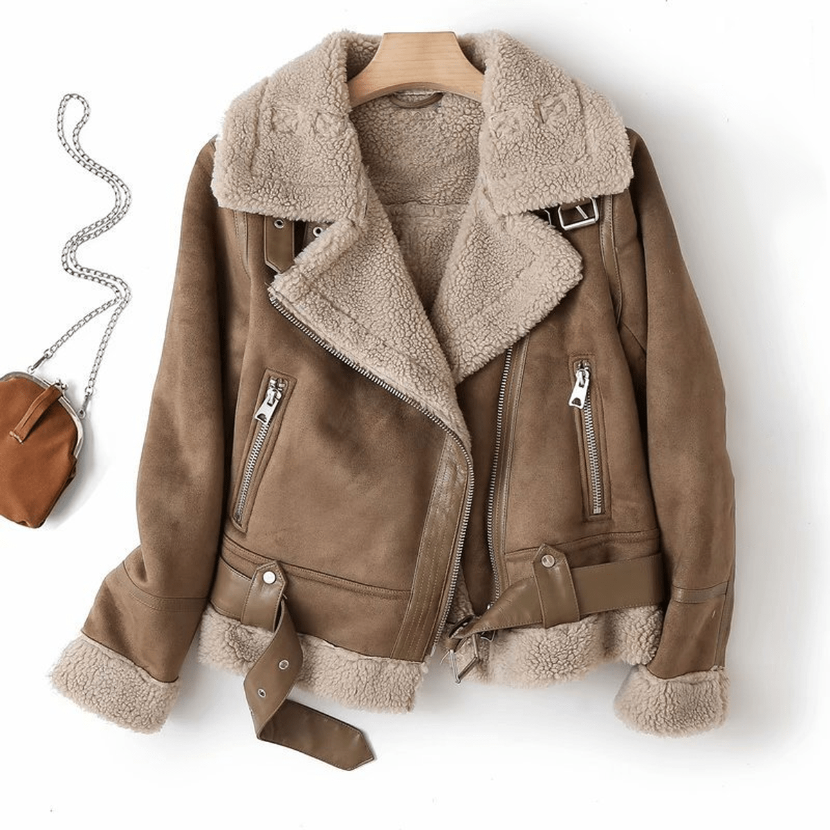 Cozy Fake Leather Jacket with Plush Fleece Inside