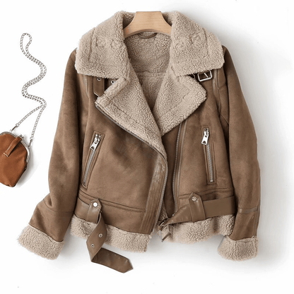 Cozy Fake Leather Jacket with Plush Fleece Inside