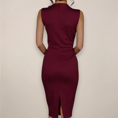 Elegant V-Neck Midi Dress for Women
