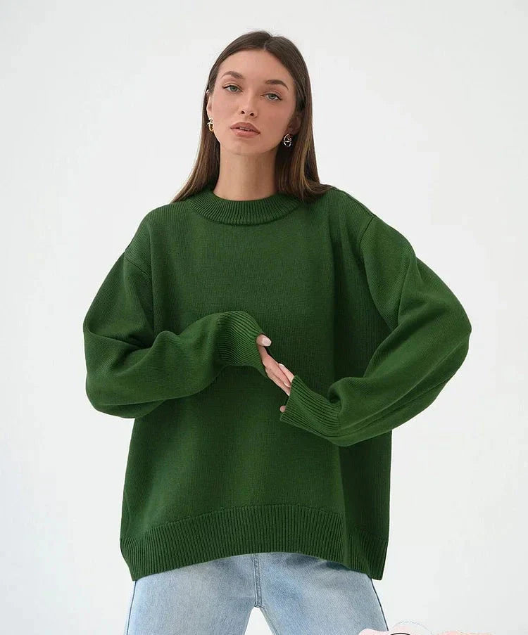 Cozy Women's Long Sleeve Crew Neck Sweater - OutfitLondon
